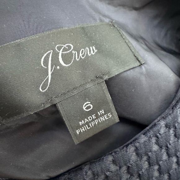 J.Crew Boatneck Sheath Textured Navy Blue Dress 3/4 Sleeve Matelssse 6 - Picture 2 of 9